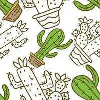 Cactus Pattern Seamless Vector Template