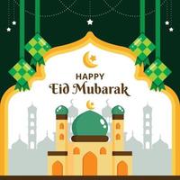 Mosque and Hanging Ketupat vector