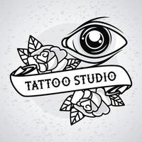 ojo humano y rosas tatuaje estudio gráfico vector