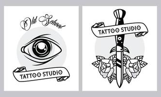 ojo humano y daga tatuajes gráficos de estudio vector