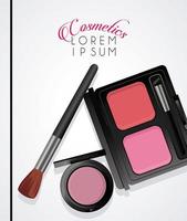 Rotulación y maquillaje cosméticos en fondo de color blanco. vector