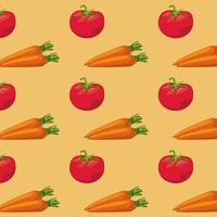 fresh local vegetables carrots and tomatoes in orange background vector