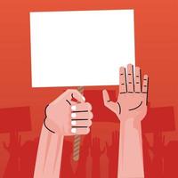 hands human protesting lifting banner empty vector