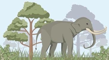 big strong wild elephant in the jungle wild nature scene vector