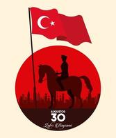 zafer bayrami celebration with horse and soldier vector