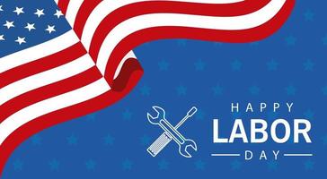 happy labor day celebration with usa flag and tools vector