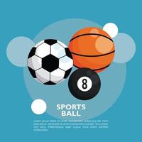 set of sports balls equipment icons vector