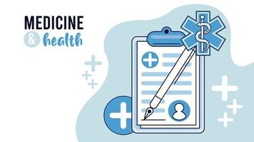 medical order in clipboard health and lettering vector