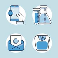 bundle of four medical health set icons vector