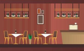 elegant tables and chairs with bar restaurant forniture scene vector