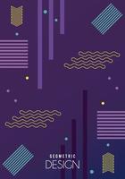 geometric design lettering in purple color memphis background vector