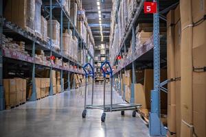 A cart in warehouse aisle in an IKEA store photo