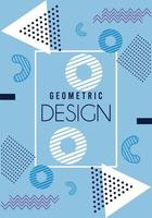 geometric design lettering in blue and white memphis background vector