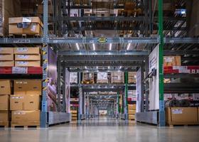 Warehouse aisle in an IKEA store photo