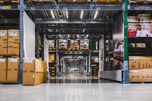 Warehouse aisle in an IKEA store photo