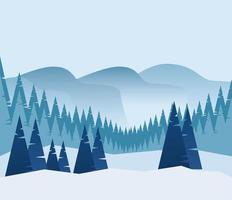 beauty blue winter panoramic landscape scene vector