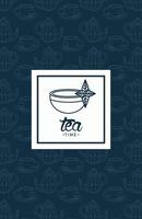 cartel de letras de la hora del té con taza de té en marco cuadrado vector
