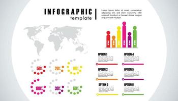 infographic template statistics with earth planet maps vector