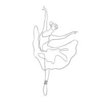 Continuous Line Art Ballerina Isolated Vector Illustration