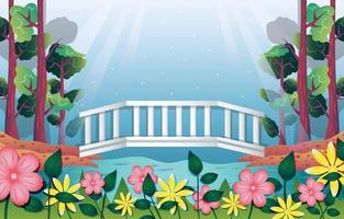 paisaje de la naturaleza con plantilla de fondo de puente vector