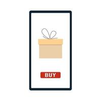 Online Shopping on Mobile Application, Vector Concept gift box