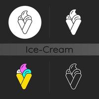 Bubble waffle ice cream dark theme icon vector