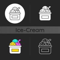 helado en taza icono de tema oscuro vector