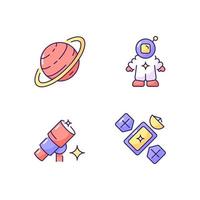 Conjunto de iconos de colores astronáuticos rgb vector