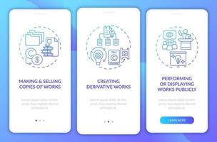 Exclusive author rights onboarding mobile app page screen with concepts vector