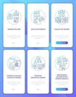 Copyright law protection onboarding mobile app page screen with concepts set vector