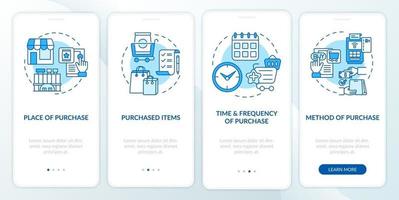 Buyer behavior patterns onboarding mobile app page screen with concepts vector