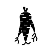 icono de glifo negro de raíz de ginseng coreano vector