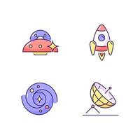 Astronautic RGB color icons set vector