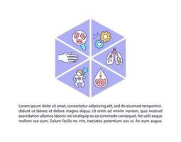 Genetic diseases concept line icons with text vector