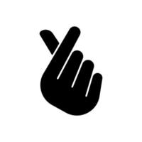 Finger heart black glyph icon vector