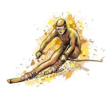 Abstract biathlete from a splash of watercolor hand drawn sketch Vector illustration of paints