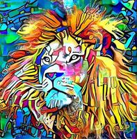Impressionist Lion Portrait Painting vector