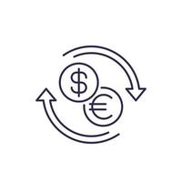 dollar to euro exchange line icon vector