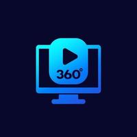 360 degrees video content icon for web vector