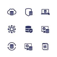 database data storage and security icons vector