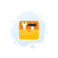 Toolbox icon with tools in box vector