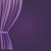 Realistic colorful purple velvet curtain folded vector