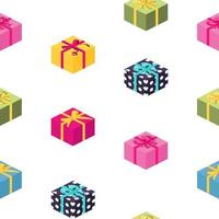 Abstract Gift Box with Bow and Ribbon Seamless Pattern Background vector