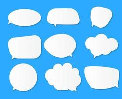 White blank speech bubbles thinking balloon set on blue background vector