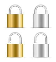 metal padlock closed open icon vector