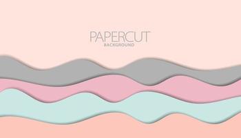 Papercut background in wavy style with pastel color vector