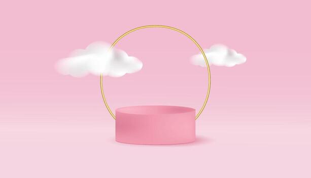 Abstract minimal scene with geometric forms and cylinder podium display vector