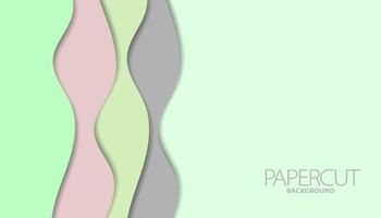 Papercut background in wavy style with pastel color vector