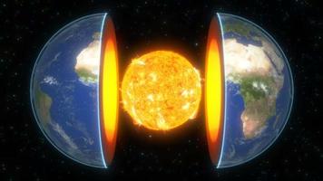 Kernplanet Erde im 3D-Stil auf hellem sternenklarem Hintergrunduniversum Raum globale Kugel Planet Wissenschaftler Konzept 4k video