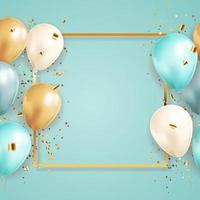 Happy Birthday congratulations banner design with Confetti and balloons for Party Holiday Background vector